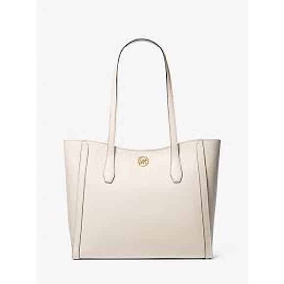 Michael Kors Leida Large Leather Tote - Vanilla